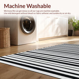 Ultra Soft Area Rug, Non Slip, Stain Resistant, Washable Area Rugs for Living Room, Bedroom, Classic Monochrome Striped Rug With Contemporary Linear Design For Home(Black)