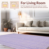 Ultra Soft Area Rug, Non Slip, Stain Resistant, Washable Area Rugs for Living Room, Bedroom, Modern Elegant Symmetrical Design(Purple)