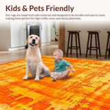 Ultra Soft Area Rug, Non Slip, Stain Resistant, Washable Area Rugs for Living Room, Bedroom, Trendy Vibrant Swirled Color Canvas(Orange)