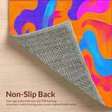 Ultra Soft Area Rug, Non Slip, Stain Resistant, Washable Area Rugs for Living Room, Bedroom, Dynamic Modern Abstract Waves(Orange)