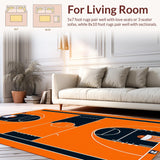Ultra Soft Area Rug, Non Slip, Stain Resistant, Washable Area Rugs for Living Room, Bedroom, Lively Sports-Inspired Decorative Element(Orange)