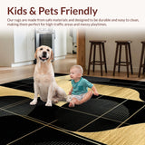 Ultra Soft Area Rug, Non Slip, Stain Resistant, Washable Area Rugs for Living Room, Bedroom, Chic Modernist Bold Artistic Motif(Gold)