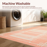 Ultra Soft Area Rug, Non Slip, Stain Resistant, Washable Area Rugs for Living Room, Bedroom, Minimalist Peach Trellis Accent Style(Orange)