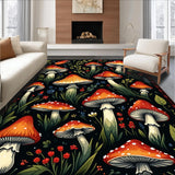 Ultra Soft Area Rug, Non Slip, Stain Resistant, Washable Area Rugs for Living Room, Bedroom, Witchy Black Mushroom Kitchen Runner Rug(Red)