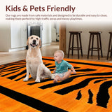 Ultra Soft Area Rug, Non Slip, Stain Resistant, Washable Area Rugs for Living Room, Bedroom, Rustic Orange and Black Textures(Orange)