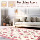 Ultra Soft Area Rug, Non Slip, Stain Resistant, Washable Area Rugs for Living Room, Bedroom, Elegant Petal-Patterned Serenity(Beige)