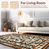 Ultra Soft Area Rug, Non Slip, Stain Resistant, Washable Area Rugs for Living Room, Bedroom, Striking Tribal Geometric Visual Appeal(Brown)