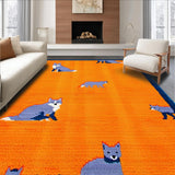 Ultra Soft Area Rug, Non Slip, Stain Resistant, Washable Area Rugs for Living Room, Bedroom, Brightly Colored Animal Fantasy Art(Orange)