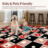 Ultra Soft Area Rug, Non Slip, Stain Resistant, Washable Area Rugs for Living Room, Bedroom, Eclectic Retro Dice Aesthetic(Red)