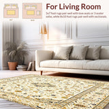 Ultra Soft Area Rug, Non Slip, Stain Resistant, Washable Area Rugs for Living Room, Bedroom, Elegant Speckled Beige Area with Intricate Oushak Floral(Beige)