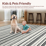 Contemporary Narrow and Wide Stripe with Crisp Black White Banding(Beige)