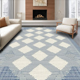 Ultra Soft Area Rug, Non Slip, Stain Resistant, Washable Area Rugs for Living Room, Bedroom, Whimsical Curved Linear Theme(Blue)