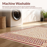 Ultra Soft Area Rug, Non Slip, Stain Resistant, Washable Area Rugs for Living Room, Bedroom, Vintage Hexagon Round Beige/Burgundy(Beige)