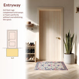 Ultra Soft Area Rug, Non Slip, Stain Resistant, Washable Area Rugs for Living Room, Bedroom, Charming Butterfly Floral Aesthetic(White)