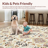 Ultra Soft Area Rug, Non Slip, Stain Resistant, Washable Area Rugs for Living Room, Bedroom, Artful Luxurious Floral Weave(Beige)