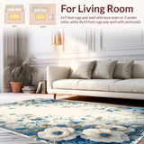 Ultra Soft Area Rug, Non Slip, Stain Resistant, Washable Area Rugs for Living Room, Bedroom, Artful Hand-Painted Nature Pattern(Ivory)