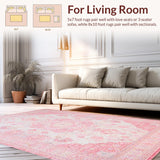 Ultra Soft Area Rug, Non Slip, Stain Resistant, Washable Area Rugs for Living Room, Bedroom, Playful Pastel Pink Symphony(Pink)