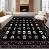 Ultra Soft Area Rug, Non Slip, Stain Resistant, Washable Area Rugs for Living Room, Bedroom, Creepy Halloween Decorative Piece(Black)