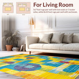 Ultra Soft Area Rug, Non Slip, Stain Resistant, Washable Area Rugs for Living Room, Bedroom, Dynamic Modern Brushstroke Design(Yellow)