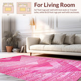 Ultra Soft Area Rug, Non Slip, Stain Resistant, Washable Area Rugs for Living Room, Bedroom, Playful Shaggy Love Design(Pink)