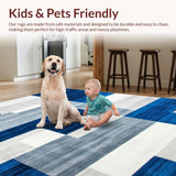 Ultra Soft Area Rug, Non Slip, Stain Resistant, Washable Area Rugs for Living Room, Bedroom, Vibrant Blue and Gray Interplay(Blue)