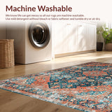 Ultra Soft Area Rug, Non Slip, Stain Resistant, Washable Area Rugs for Living Room, Bedroom, Timeless Rustic Floral Arrangement(Orange)