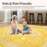 Ultra Soft Area Rug, Non Slip, Stain Resistant, Washable Area Rugs for Living Room, Bedroom, Chic Floral Transitional Elegance(Yellow)
