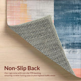 Ultra Soft Area Rug, Non Slip, Stain Resistant, Washable Area Rugs for Living Room, Bedroom, Peach/Blue Color Block Rug for Floor(Gray)