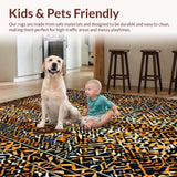 Ultra Soft Area Rug, Non Slip, Stain Resistant, Washable Area Rugs for Living Room, Bedroom, Earthy Toned Wild Spirit(Orange)