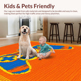 Ultra Soft Area Rug, Non Slip, Stain Resistant, Washable Area Rugs for Living Room, Bedroom, Bold Geometric Gaming Visual Appeal(Orange)
