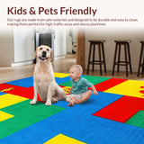 Ultra Soft Area Rug, Non Slip, Stain Resistant, Washable Area Rugs for Living Room, Bedroom, Vibrant Animal Alphabet Aesthetic(Red)