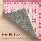 Ultra Soft Area Rug, Non Slip, Stain Resistant, Washable Area Rugs for Living Room, Bedroom, Chic Pastel Bow Aesthetic(Pink)