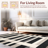 Ultra Soft Area Rug, Non Slip, Stain Resistant, Washable Area Rugs for Living Room, Bedroom, Sophisticated Striped Artful Arrangement(Beige)