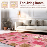 Ultra Soft Area Rug, Non Slip, Stain Resistant, Washable Area Rugs for Living Room, Bedroom, Vibrant Playful Leopard Motif(Pink)