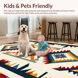 Ultra Soft Area Rug, Non Slip, Stain Resistant, Washable Area Rugs for Living Room, Bedroom, Machine Washable Latex Backing Southwestern Rug(Beige)