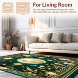 Ultra Soft Area Rug, Non Slip, Stain Resistant, Washable Area Rugs for Living Room, Bedroom, Floral Castle for Little Girl Room(Green)