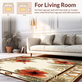 Tropical Paradise Indoor Area Rug With Elegant Floral Pattern(Beige)