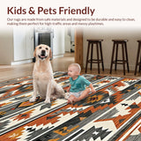 Ultra Soft Area Rug, Non Slip, Stain Resistant, Washable Area Rugs for Living Room, Bedroom, Dynamic Southwest Inspired Elements(Brown)