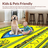 Ultra Soft Area Rug, Non Slip, Stain Resistant, Washable Area Rugs for Living Room, Bedroom, Elegant Colorful Medallion Style(Yellow)