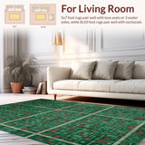 Ultra Soft Area Rug, Non Slip, Stain Resistant, Washable Area Rugs for Living Room, Bedroom, Colorful Urban Adventure Layout(Green)