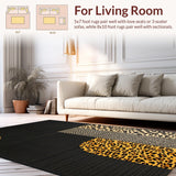 Ultra Soft Area Rug, Non Slip, Stain Resistant, Washable Area Rugs for Living Room, Bedroom, Chic Earthy Toned Leopard Design(Black)