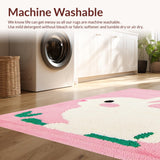 Ultra Soft Area Rug, Non Slip, Stain Resistant, Washable Area Rugs for Living Room, Bedroom, Sunny Floral Spring Celebration(Pink)