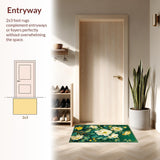 Ultra Soft Area Rug, Non Slip, Stain Resistant, Washable Area Rugs for Living Room, Bedroom, Vibrant Realistic Flower Aesthetic(Green)