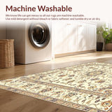 Ultra Soft Area Rug, Non Slip, Stain Resistant, Washable Area Rugs for Living Room, Bedroom, Elodie Beige Transitional Area with Timeless Decorative Elements(Ivory)