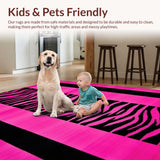 Ultra Soft Area Rug, Non Slip, Stain Resistant, Washable Area Rugs for Living Room, Bedroom, Eclectic Monochrome Animal Motif(Pink)