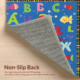 Ultra Soft Area Rug, Non Slip, Stain Resistant, Washable Area Rugs for Living Room, Bedroom, Playroom ABC Ocean Animals Area Rug Early Learning Alphabet Mat(Blue)