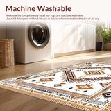 Ultra Soft Area Rug, Non Slip, Stain Resistant, Washable Area Rugs for Living Room, Bedroom, Chic Modern Ethnic Pattern(White)