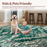 Ultra Soft Area Rug, Non Slip, Stain Resistant, Washable Area Rugs for Living Room, Bedroom, Stylish Light Toned Trellis Design(Green)