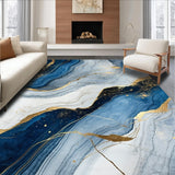 Ultra Soft Area Rug, Non Slip, Stain Resistant, Washable Area Rugs for Living Room, Bedroom, Trendy Minimalist Marble Effect(Blue)