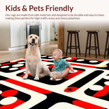 Ultra Soft Area Rug, Non Slip, Stain Resistant, Washable Area Rugs for Living Room, Bedroom, Chic Graphic Playful Shapes(Red)